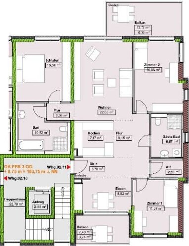 Wohnung zum Kauf Provisionsfrei 598.000 € 4 Zimmer 130 m² 3. Geschoss Kernstadt - Mitte Lahr/Schwarzwald 77933