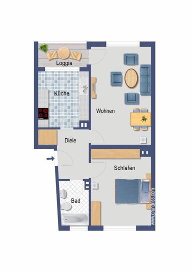 Wohnung zum Kauf Provisionsfrei 170.000 € 2 Zimmer 56 m² 1. Geschoss Amsterdamer Straße 223 Niehl Köln 50735