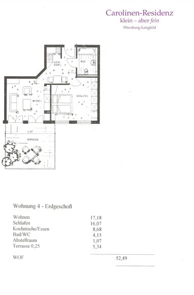 Wohnung zur Miete 750 € 2 Zimmer 52,5 m² Georg-Engel-Straße Lengfeld Würzburg 97076