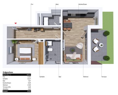 Wohnung zum Kauf 287.000 € 2 Zimmer 67,6 m² Greven Greven 48268