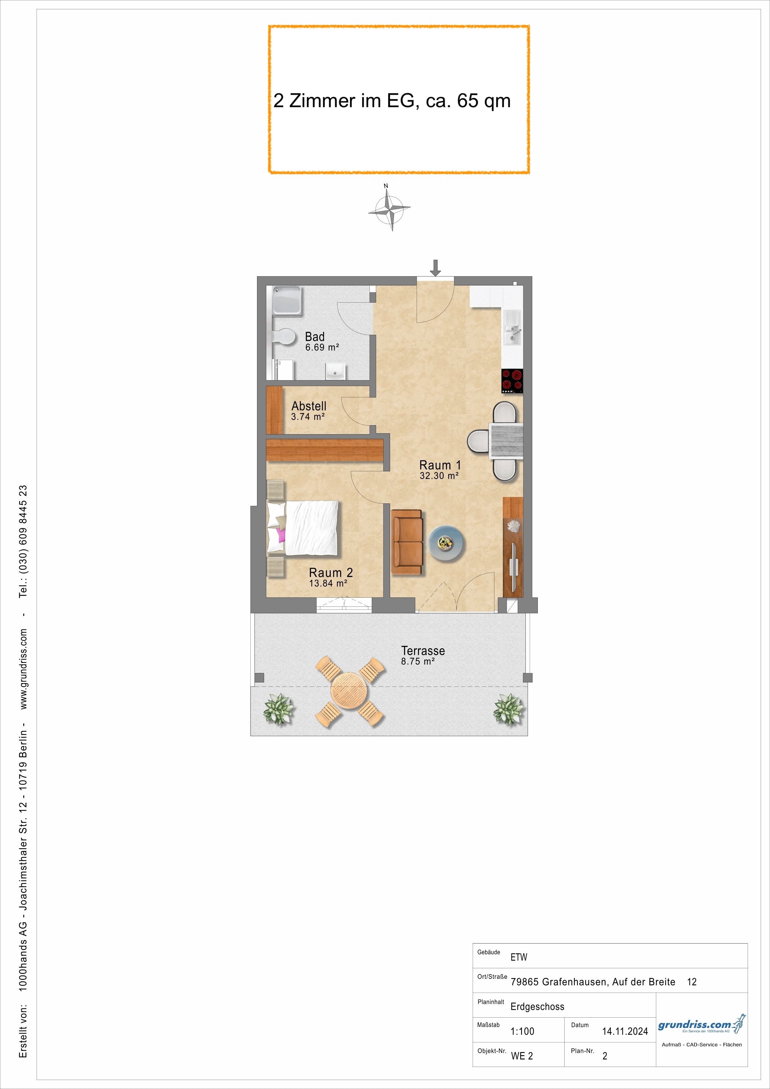 Wohnung zur Miete 650 € 2 Zimmer 65 m²<br/>Wohnfläche EG<br/>Geschoss ab sofort<br/>Verfügbarkeit Auf der Breite 12 Grafenhausen Grafenhausen 79865