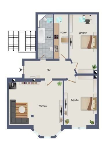 Wohnung zur Miete 720 € 3 Zimmer 83 m²<br/>Wohnfläche 4. Stock<br/>Geschoss Albrechtstr. 37 Andreasvorstadt Erfurt 99092