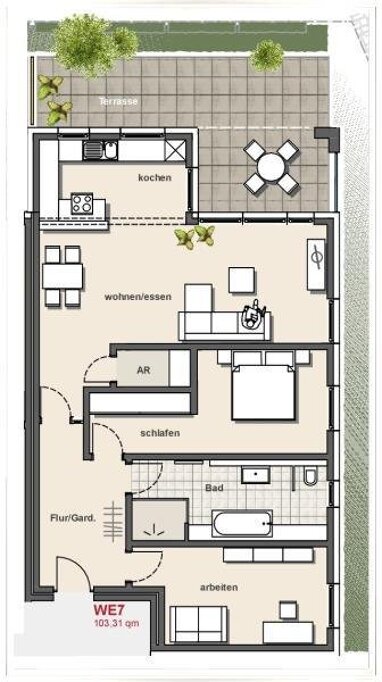 Wohnung zur Miete 1.250 € 3 Zimmer 103,3 m² Erdgeschoss Soest Soest 59494