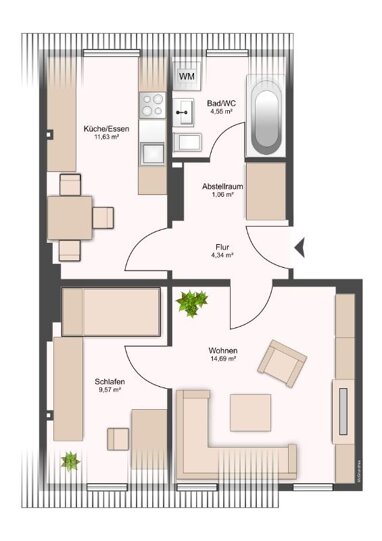 Wohnung zur Miete 470 € 1,5 Zimmer 45,8 m² 3. Geschoss Steingasse 20 Bergkirchenviertel Wiesbaden 65183