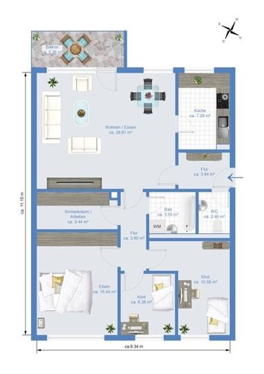 Wohnung zum Kauf 300.000 € 4 Zimmer 91 m² 2. Geschoss Botnang - Nord Stuttgart 70195