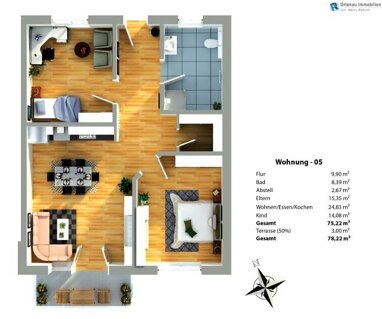 Wohnung zum Kauf Provisionsfrei 309.900 € 3 Zimmer 75,9 m² Erdgeschoss Oberschopfheim Friesenheim 77948