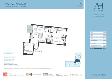 Wohnung zur Miete 1.553 € 4 Zimmer 94 m² frei ab sofort Gartenstraße 229 Lustnau - Aeule Tübingen 72074