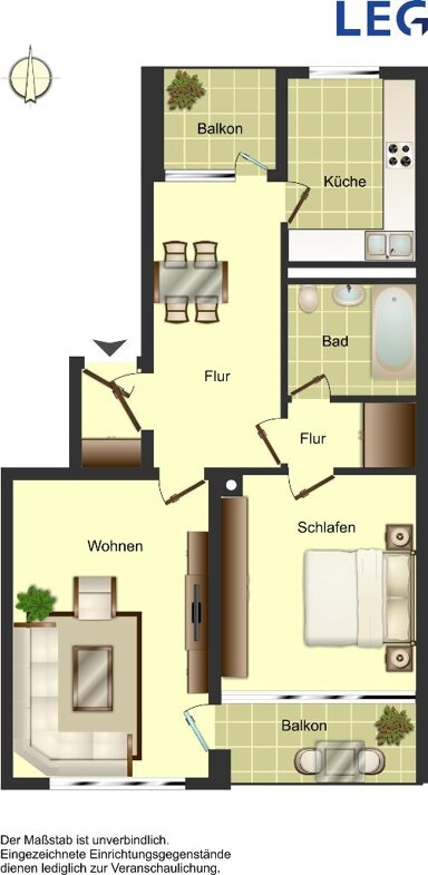 Wohnung zur Miete 709 € 2 Zimmer 65,3 m² 2. Geschoss frei ab 07.02.2025 Leipziger Straße 8 West Ratingen 40880