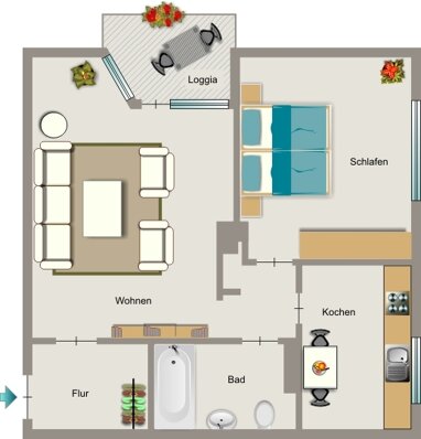 Wohnung zur Miete 486 € 2,5 Zimmer 54,6 m² Erdgeschoss Am Alfredspark 23 Holsterhausen Essen 45145