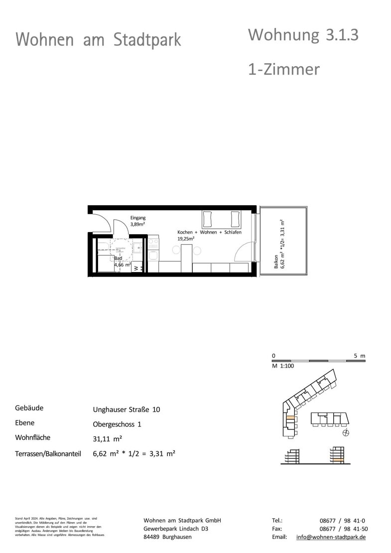 Wohnung zum Kauf provisionsfrei als Kapitalanlage geeignet 198.000 € 1 Zimmer 31,1 m² Unghauser Straße 10 Burghausen Burghausen 84489