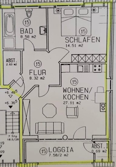 Wohnung zur Miete 600 € 2 Zimmer 65 m² 2. Geschoss Ritterhude Ritterhude 27721