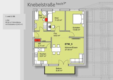 Wohnung zum Kauf Provisionsfrei 499.000 € 3 Zimmer 85,6 m² 1. Geschoss Schniegling Nürnberg 90427
