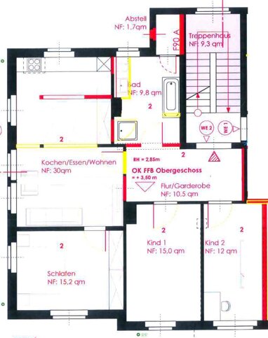 Wohnung zur Miete 600 € 4 Zimmer 100 m² 1. Geschoss Rathausstraße 4WE 02 Friedrichsgrün Reinsdorf-Friedrichsgrün 08141