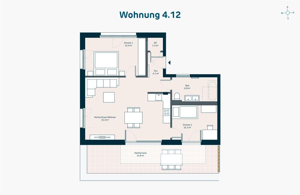 Wohnung zur Miete 1.148 € 3 Zimmer 82 m²<br/>Wohnfläche 2. Stock<br/>Geschoss Bachwiesen 5a Zirndorf Zirndorf 90513