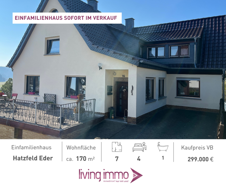 Einfamilienhaus zum Kauf 299.000 € 7 Zimmer 170 m² 649 m² Grundstück Hatzfeld Hatzfeld 35116