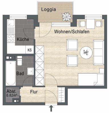 Wohnung zum Kauf 149.000 € 1 Zimmer 38 m² 1. Geschoss Südstadt 32 Fürth 90763
