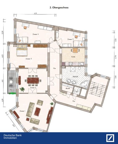 Wohnung zur Miete 1.500 € 5 Zimmer 162 m² Mansfelder Straße 66 Nördliche Innenstadt Halle 06108
