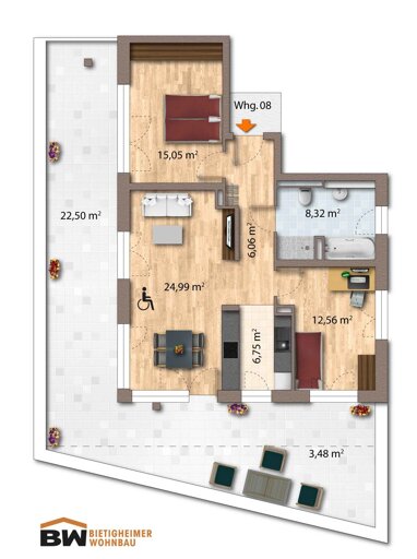 Wohnung zur Miete 1.550 € 3 Zimmer 99,7 m² Erdgeschoss Luise-Kämpf-Straße 8 Buch Bietigheim-Bissingen 74321