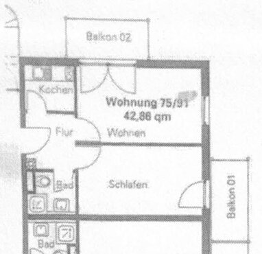 Wohnung zur Miete 559 € 2 Zimmer 42,9 m² Sanderau Würzburg 97072