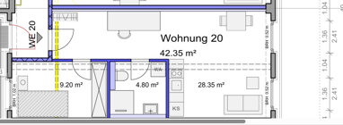 Apartment zur Miete 466 € 2 Zimmer 42,4 m² 2. Geschoss Fürstenstraße 63-65 Sonnenberg 215 Chemnitz 09130