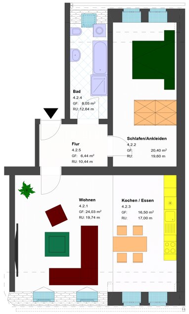Wohnung zur Miete 645 € 2 Zimmer 75,4 m² 3. Geschoss Schillerstraße 7 Innenstadt Görlitz 02826