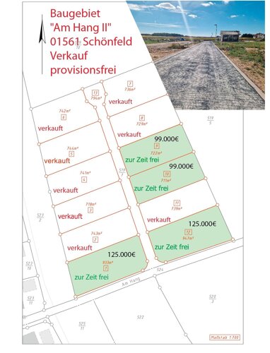 Grundstück zum Kauf Provisionsfrei 115.000 € 947 m² Grundstück Am Hang Schönfeld Schönfeld 01561