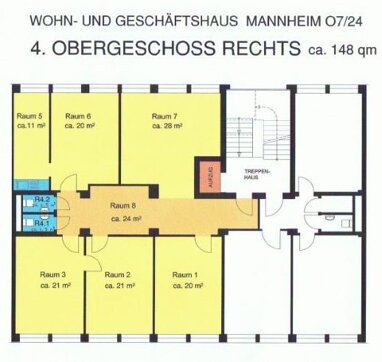 Bürofläche zur Miete Provisionsfrei 2.000 € 6 Zimmer 148 m² Bürofläche O7/24 Östliche Unterstadt (P - U) Mannheim 68161