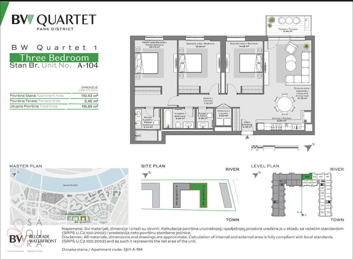 Wohnung zum Kauf provisionsfrei 434.888 € 4 Zimmer 110,4 m²<br/>Wohnfläche Beograd 11000