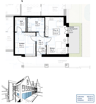 Wohnung zur Miete 665 € 2 Zimmer 70,4 m² frei ab sofort Emsbüren Emsbüren 48488