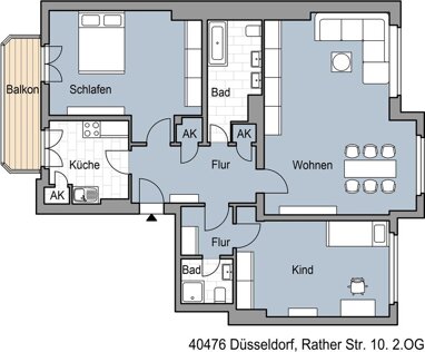 Wohnung zur Miete 1.231,13 € 3 Zimmer 103 m² 2. Geschoss Rather Str. 10 Derendorf Düsseldorf 40476