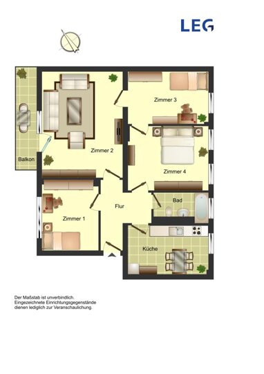 Wohnung zur Miete 708 € 4 Zimmer 85,4 m² 1. Geschoss Königsberger Weg 15 Duisdorf-Zentrum Bonn 53123