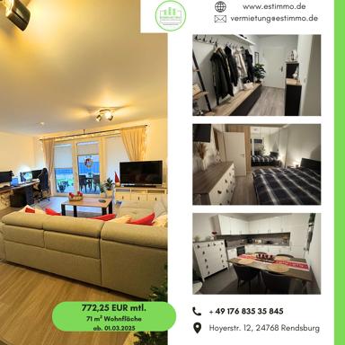 Wohnung zur Miete 773 € 2 Zimmer 71 m² EG frei ab 01.03.2025 Hoyerstraße 12 Schleife Rendsburg 24768