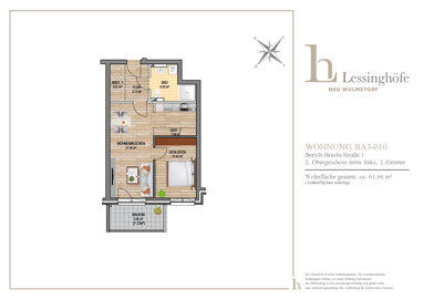 Wohnung zur Miete 780 € 2 Zimmer 61,7 m² 2. Geschoss Bertolt-Brecht-Straße 1 Neu Wulmstorf Neu Wulmstorf 21629
