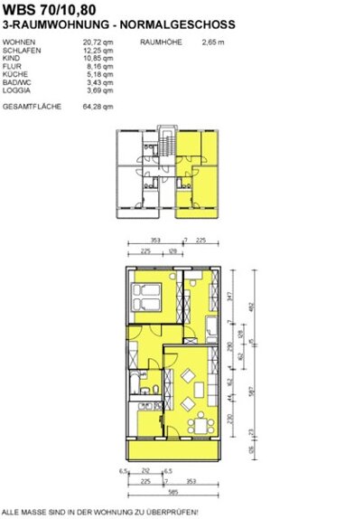 Wohnung zur Miete nur mit Wohnberechtigungsschein 444,80 € 3 Zimmer 64,4 m² 5. Geschoss Wilhelm-Lachnit-Str. 3 Strehlen (Wilhelm-Lachnit-Str.) Dresden 01219