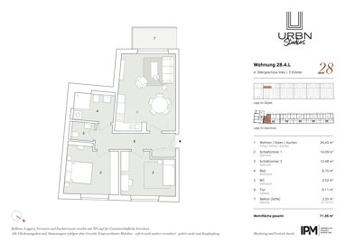 Wohnung zum Kauf Provisionsfrei 558.000 € 3 Zimmer 72 m² 4. Geschoss Washingtonallee 28 Horn Hamburg 22111