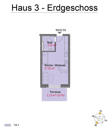 Terrassenwohnung zur Miete 472 € 1 Zimmer 33,7 m² Erdgeschoss Graveshamstraße 12 Gartenstadt Neumünster 24537
