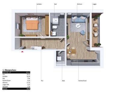 Wohnung zum Kauf 266.500 € 2 Zimmer 65,1 m² 1. Geschoss Greven Greven 48268