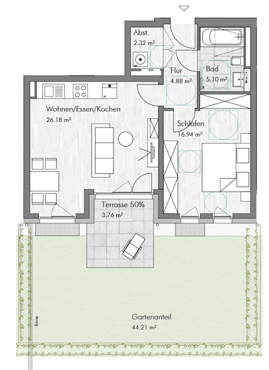 Wohnung zur Miete 14.010 € 2 Zimmer 59,2 m² Erdgeschoss Annelies-Kupper-Allee 3b Haar Haar 85540