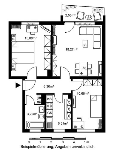 Wohnung zur Miete 860 € 3 Zimmer 64,1 m² 2. Geschoss Bodelschwinghstraße 15 Heilsberg Bad Vilbel 61118