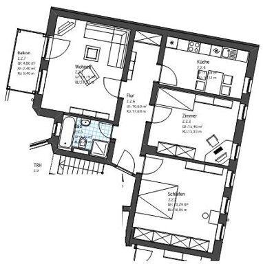 Wohnung zur Miete 785 € 3 Zimmer 85,2 m² 2. Geschoss Dresdener Straße 77 Spremberger Vorstadt Cottbus 03050