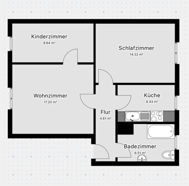 Wohnung zur Miete 411 € 3 Zimmer 58,7 m² 1. Geschoss Paulstraße Lübtheen Lübtheen 19249