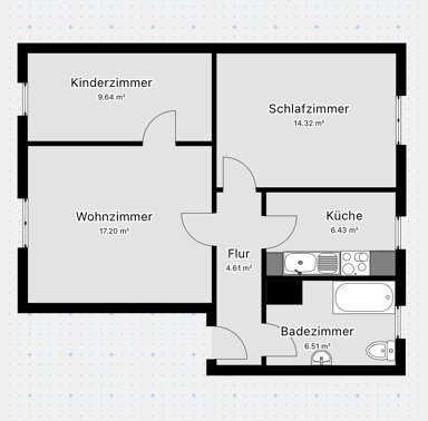 Wohnung zur Miete 411 € 3 Zimmer 58,7 m² 1. Geschoss frei ab sofort Paulstraße Lübtheen Lübtheen 19249