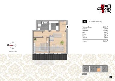 Apartment zur Miete 660 € 2 Zimmer 63 m² 2. Geschoss Michael-Ludwig-Rohrer Strasse 3 Ludwigvorstadt Rastatt 76437