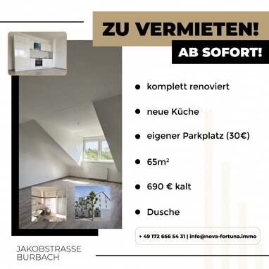 Wohnung zur Miete 690 € 2 Zimmer 65 m² 3. Geschoss Jakobstraße 42 Ottstraße Saarbrücken 66115