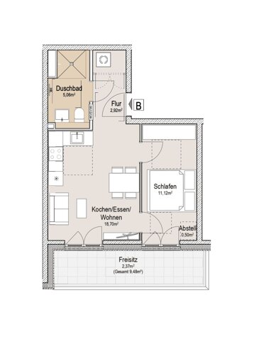 Wohnung zur Miete 442,05 € 2 Zimmer 42,1 m² 2. Geschoss frei ab sofort Oberbürgermeister-Hamberger-Platz 3 Stadtgebiet Landsberg am Lech 86899