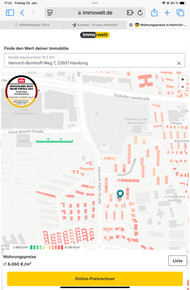 Wohnung zum Kauf provisionsfrei 370.000 € 3 Zimmer 67,5 m² 1. Geschoss Groß Flottbek Hamburg 22607