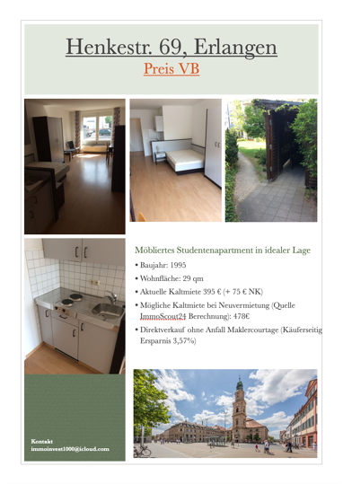 Apartment zum Kauf Provisionsfrei 157.000 € 29 m² Erdgeschoss Henkestraße 69 Stubenloh Erlangen 91054