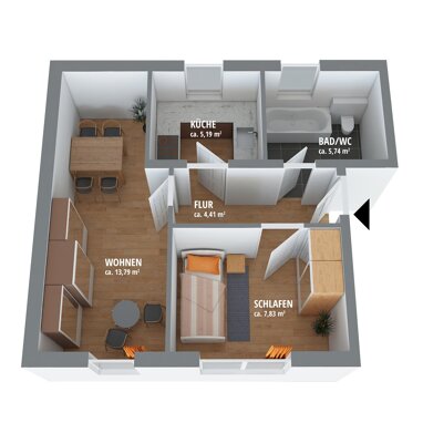 Wohnung zum Kauf 140.000 € 2 Zimmer 37 m² 3. Geschoss Holzstraße 20 Südstadt 31 Fürth 90762