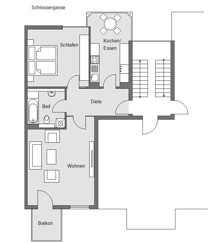 Wohnung zur Miete 450 € 2 Zimmer 65,8 m²<br/>Wohnfläche 1. Stock<br/>Geschoss Mönchelsstraße 38 Mitte Gotha 99867