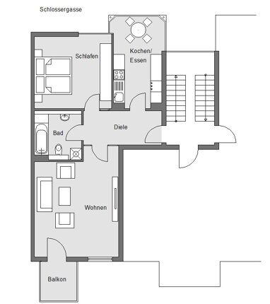 Wohnung zur Miete 450 € 2 Zimmer 65,8 m² 1. Geschoss Mönchelsstraße 38 Mitte Gotha 99867